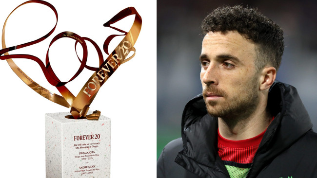 Liverpool onthult het beeldhouwwerk ter nagedachtenis aan Diogo Jota en André Silva, dat op Anfield wordt geplaatst