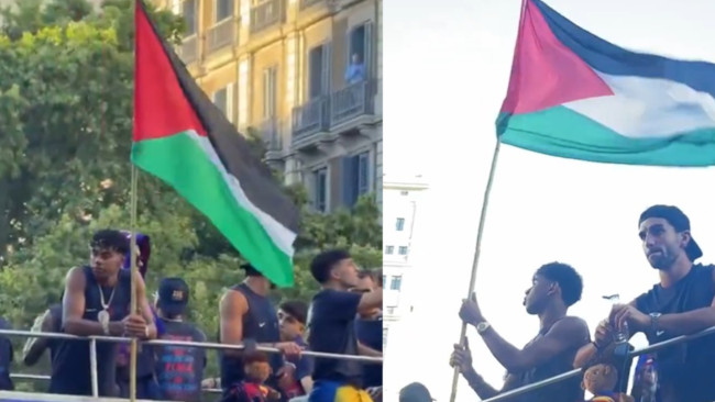 Lamine Yamal gaat viraal en toont een Palestijnse vlag tijdens de vieringen van de Barça-league