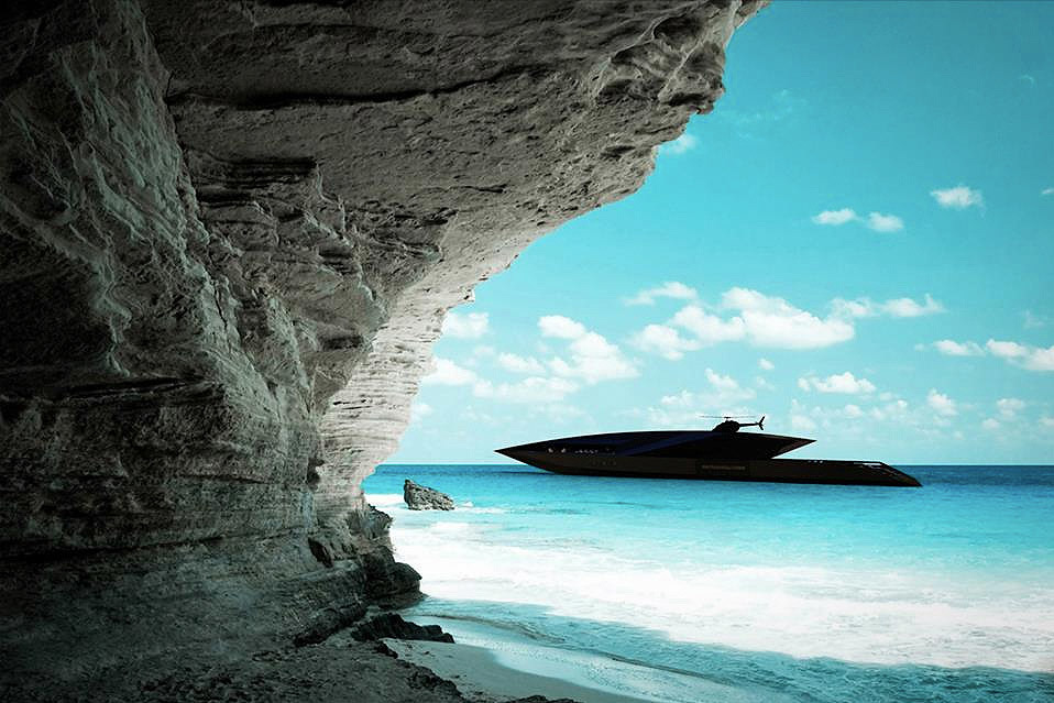 This black superyacht looks like the Batmobile on the water