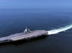 De Fujian, China's derde vliegdekschip en tot nu toe het meest capabele, voer net door de Straat van Taiwan