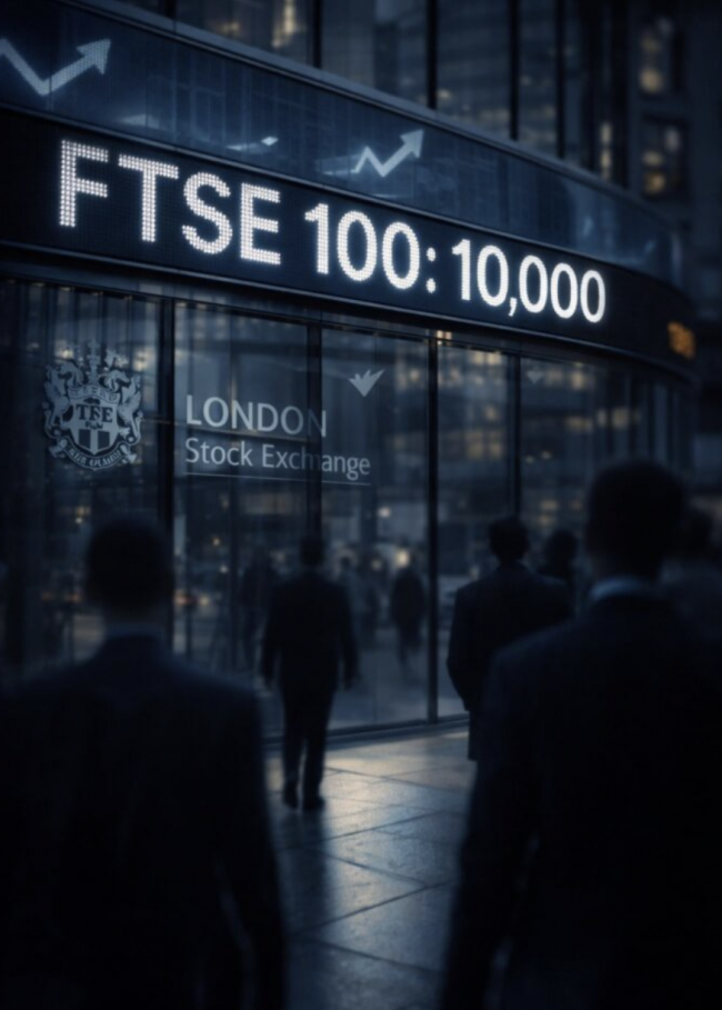 FTSE 100 doorbreekt voor het eerst de grens van 10.000