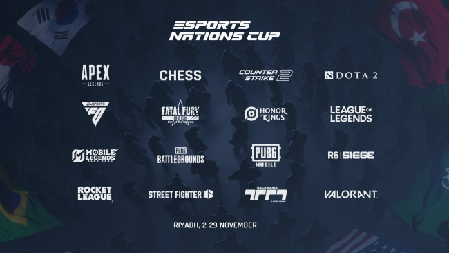 De volledige Esports Nations Cup 16-wedstrijden-line-up is bevestigd