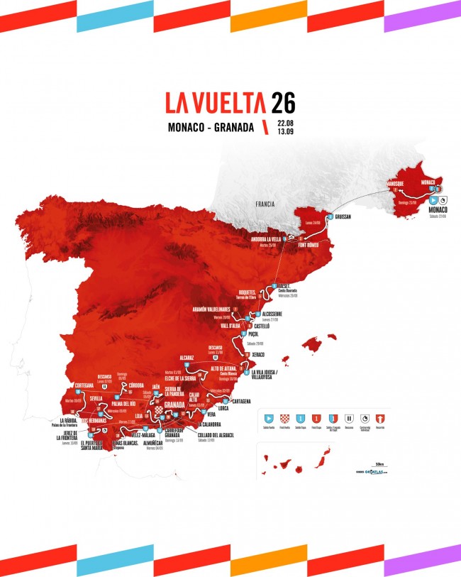 La Vuelta a España 2026 onthult haar route, van Monaco naar Granada, die door vier landen loopt