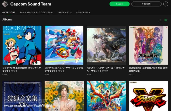 Capcom plaatst stortvloed aan gamemuziek op Spotify
