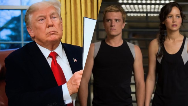 Donald Trump kondigt 'Patriot Games' aan met één man en één vrouw, en mensen vergelijken het met de Hunger Games