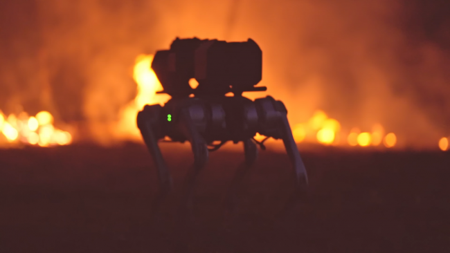 Someone strapped a flamethrower to a robot dog