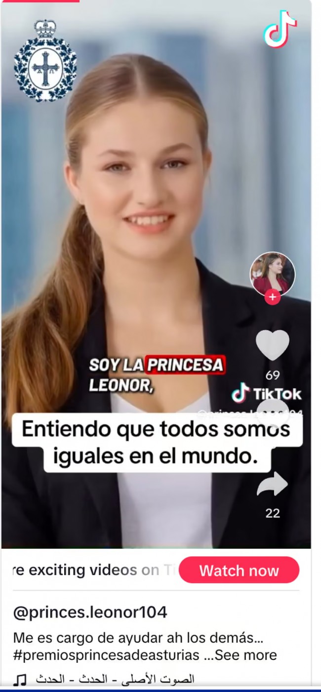 Waarschuwing: TikTok-oplichting met AI-video's van de Spaanse prinses Leonor