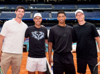 Nadal, Sinner, Bellingham en Courtois slaan de handen ineen voor een vriendschappelijke tennisrally in het Bernab&eacute;u