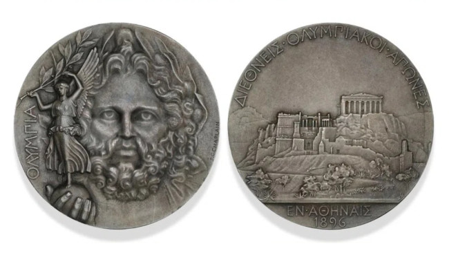 Authentieke zilveren medaille van de Olympische Spelen van 1896 werd in Denemarken voor meer dan 150.000 euro verkocht