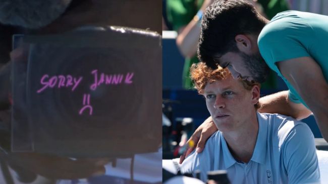 "Sorry Jannik:( ", het hartelijke gebaar en de woorden van Alcaraz nadat Sinner met pensioen was gegaan