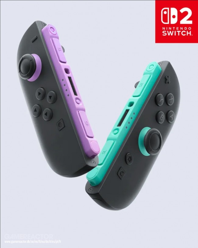 Nintendo introduceert lichtpaarse (L) en lichtgroene (R) Joy-Con 2 controllers voor de Switch 2