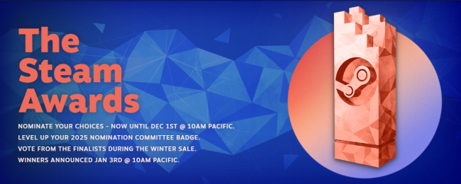 Nominaties voor de Steam Awards 2025 zijn nu geopend
