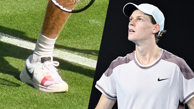 Jannik Sinner legt de met bloed bevlekte schoenen uit na het overleven van een debuut in vijf sets op Wimbledon