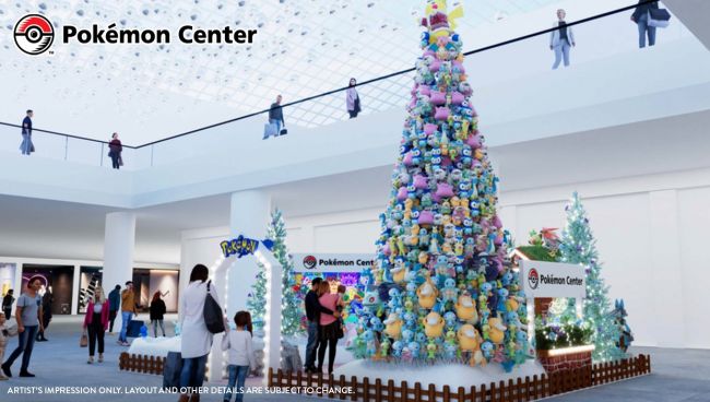 The Pokémon Company celebrates the holidays with a 16ft Christmas tree made of stuffed toys